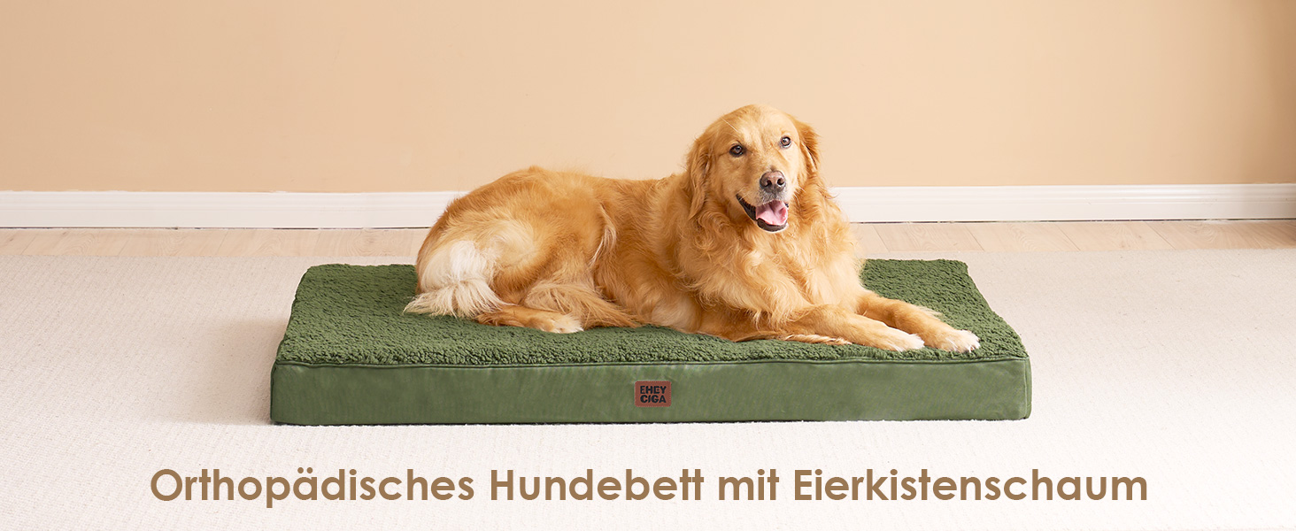 Ортопедичне ліжко для собак EHEYCIGA, маленькі породи, 76x51x9 см, з м'яким покриттям, легко миється, для переноски, оливковий колір