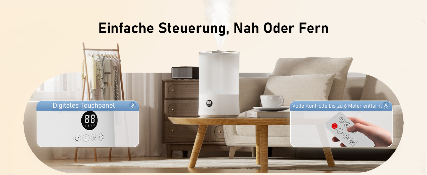 Увлажнитель воздуха для спальни, 4л, ультразвуковой, тихий, с пульт. дистанційного керування, автовимкнення, таймер, 40год, для дитячої кімнати, офісу, рослин