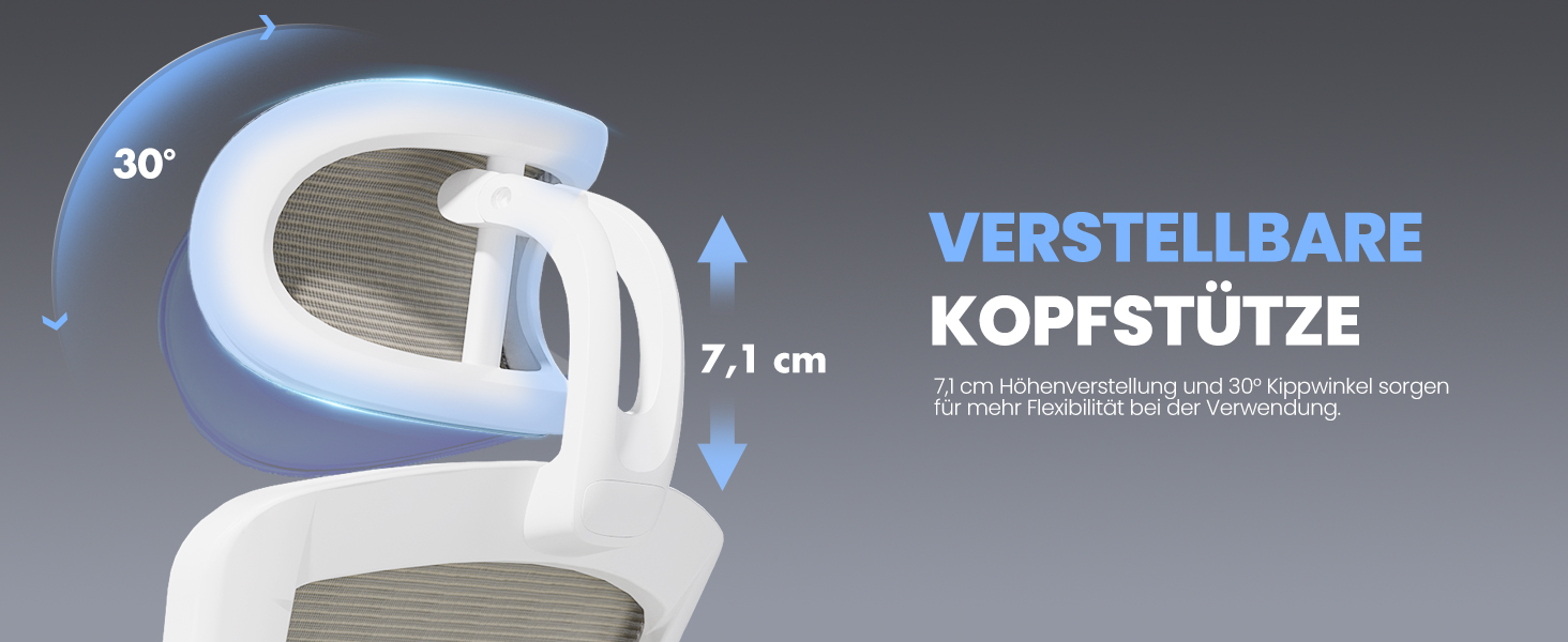 Офісне крісло Colamy Ergonomic з регульованою підголівником та поперековою підтримкою, Khaki