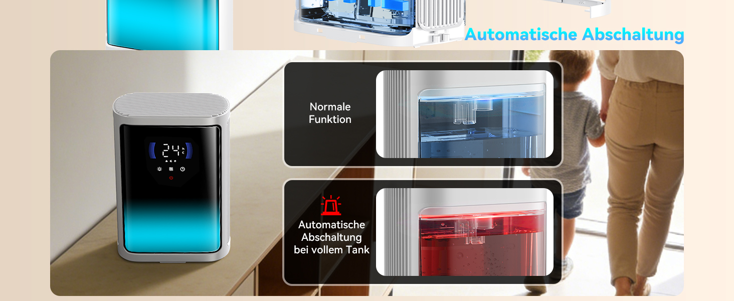 Електричний осушувач повітря Leise для сушіння одягу з таймером, автовимкненням та 7-кольоровими індикаторами (850 мл/год, 24 дні)