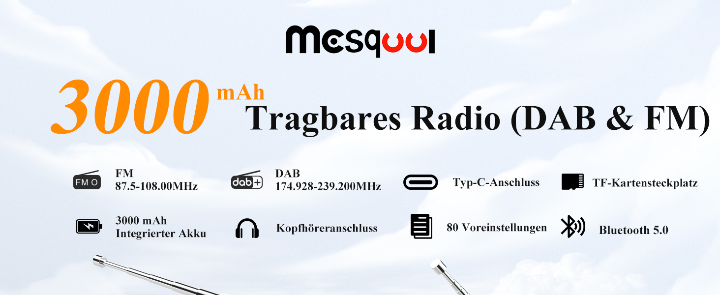 Портативне DAB/FM радіо з Bluetooth, кольоровим дисплеєм 2.4