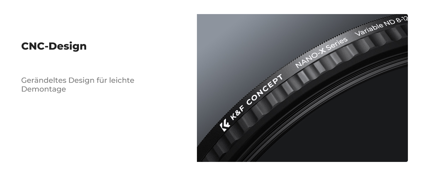 Фільтр ND K&F Concept Variabler 46mm, ND8-128 (3-7 ступенів затемнення) для фотографії пейзажів та відео, Nano-Xcel серія