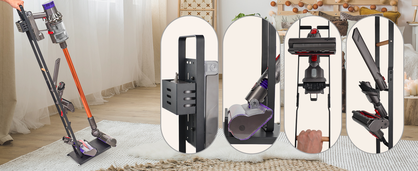 Тримач для пилососа Dyson: V15, V12, V11, V10, V8, V7, V6. Білий/Чорний, для акумуляторних моделей та аксесуарів