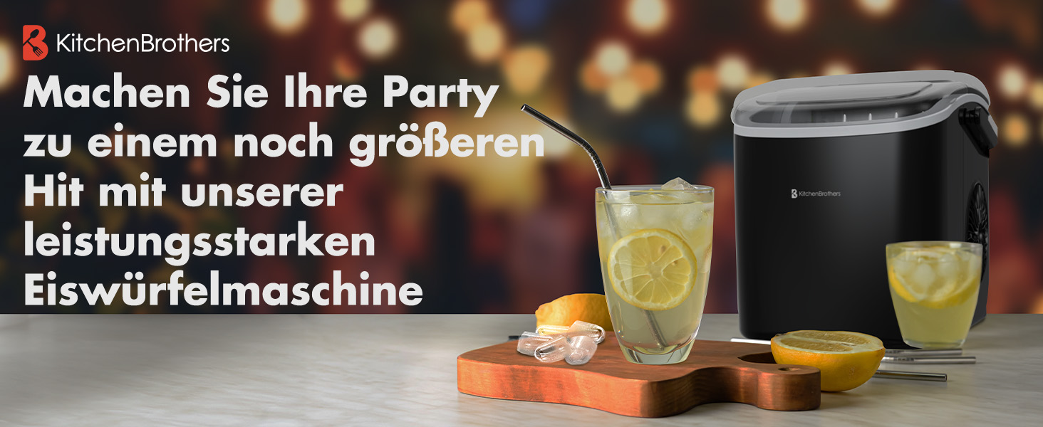 Машина для приготування льоду KitchenBrothers: кубики та подрібнений лід - чорний колір