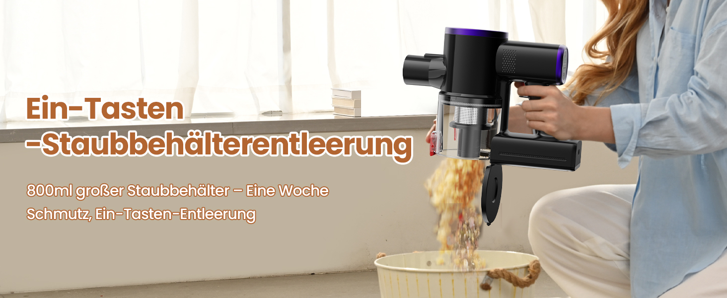 Бездротовий акумуляторний пилосос S9 з гнучким гофрованим всмоктувачем, 45000Pa/500W/45хв, станція зарядки, самостійна підставка, підходить для шерсті тварин, килимів, твердих поверхонь.