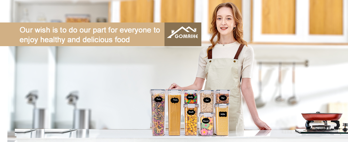 Набори контейнерів для зберігання GoMaihe (8 шт.) - герметичні, для продуктів та кормів для тварин, чорні