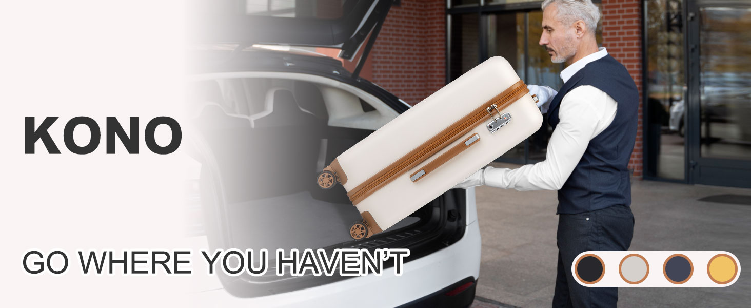 Чохол-валіза KONO, валіза-чемодан, ручна валіза 75x48x29 см, ABS пластик, з TSA замком, білий