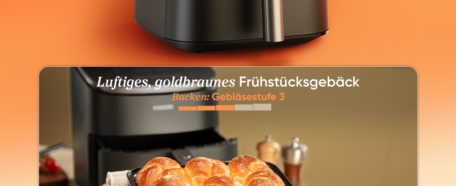 Фритюрниця Cosori Turboblaze з керамічним покриттям, 9-в-1, об'єм 6л, XXL, тихий DC мотор, 87 рецептів, колір: вугільний сірий