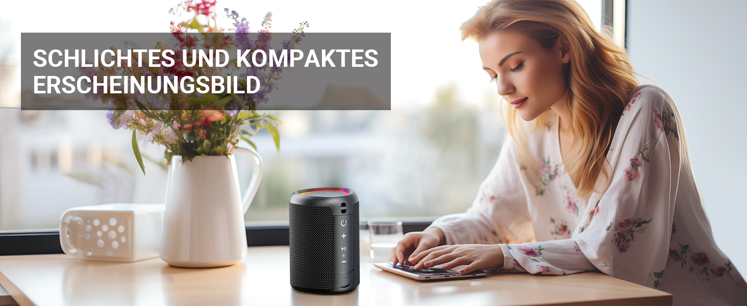 Портативна Bluetooth колонка UOHHBOE з RGB підсвічуванням, 15W, TWS, водонепроникна IPX5, AUX, TF картка, 15 годин роботи