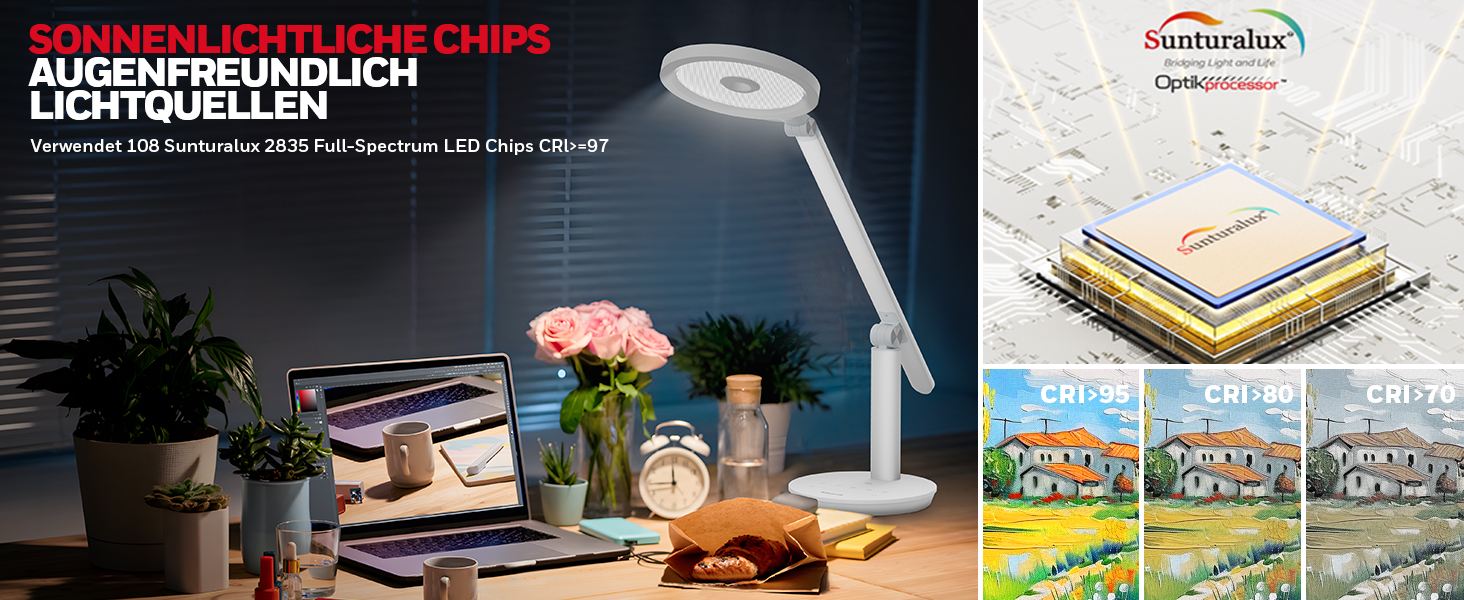 LED настільна лампа Honeywell H6 Sunturalux з дотичним керуванням, таймером та регулюванням яскравості, 800LM, для робочого кабінету та спальні