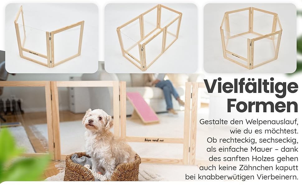 Кізовий вольєр для цуценят Emma Hundelaufstall: міцне дерево, акрилове скло, мобільний загін для собак, сучасний дизайн, 60 см у висоту