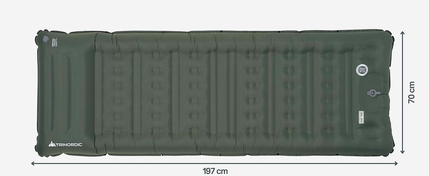 Каремат надувний екстра-товстий 12 см, ширина 70 см з помпою та подушкою для кемпінгу, туризму та велопоходів
