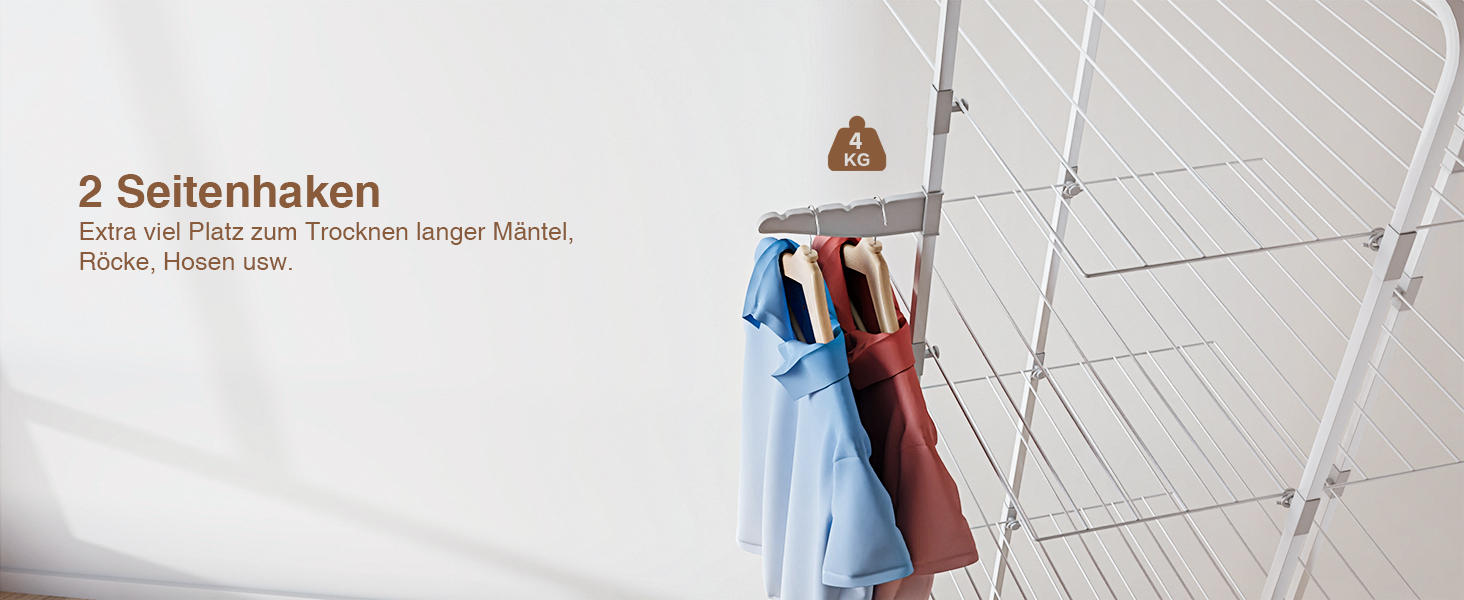 Стійка для сушіння білизни Innotic з 4 рівнями, складна та компактна на колесах, 168 см, для балкону та маленьких квартир, біла