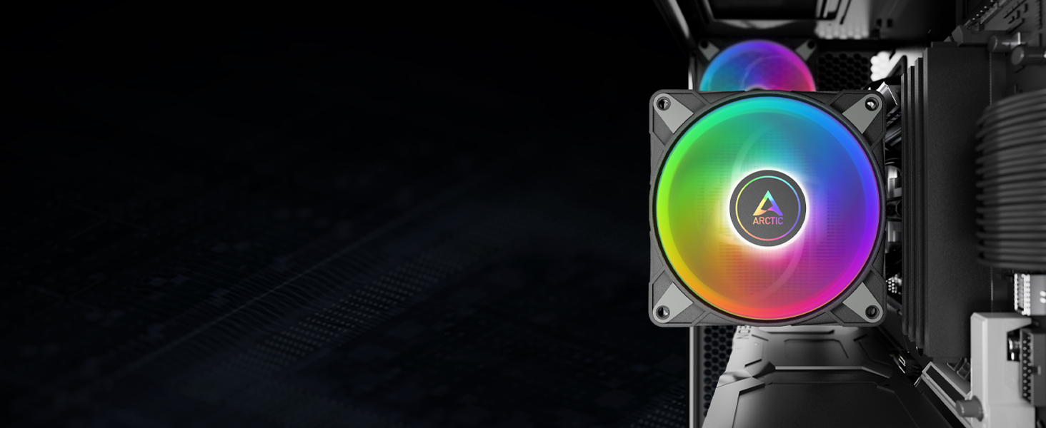 ARCTIC Freezer 36 A-RGB: Кулер для CPU з Push-Pull та RGB підсвічуванням для Intel та AMD, Single-Tower, 2 вентилятори 120 мм, 200–2000 rpm, гідродинамічне підшипник, з термопастою MX-6, Чорний