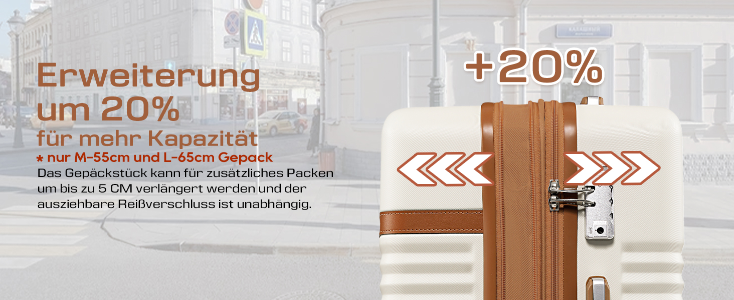 Набір валіз Joyway 5шт з ABS пластику, розширюваний, з TSA-замком. Включає: валізу-тролі, 1 велику сумку та 1 косметичку. Білий набір валіз