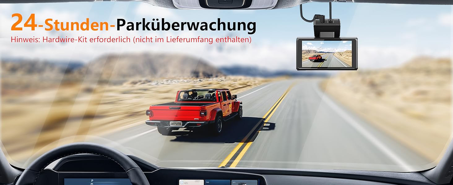 Відеореєстратор Antfutre Dashcam Auto Vorne Hinten 4K+1080P з GPS, WiFi, HDR, G-Sensor, 24/7 Parküberwachung, Loop-Aufnahme MXC-857-64GB