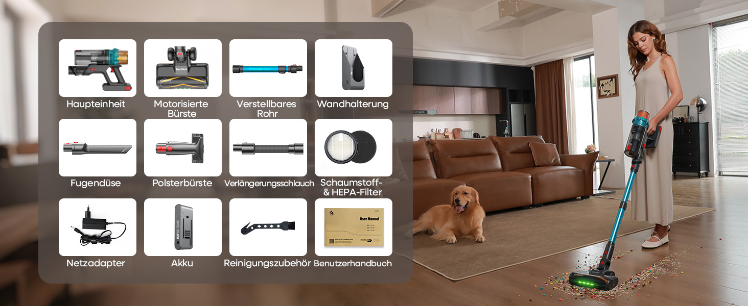 Акумуляторний пилосос ElecKeys K10: 50000Pa, 600W, 70хв, LED дисплей, 1.8L, антинамотування, для тварин, килимів, твердих поверхонь, авто, блакитний