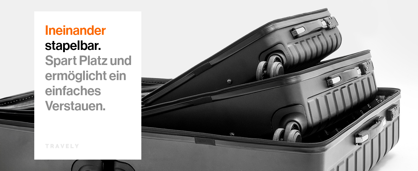 Набір валіз Travely з полікарбонату (77см, 67см, ручна поклажа), чорний, з TSA замком