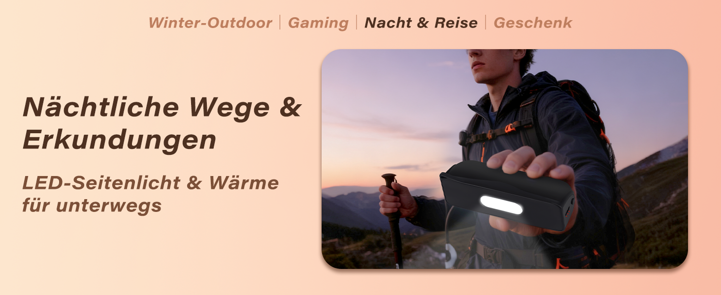 Електричний грілка для рук Citybee 10000 mAh з магнітною підключенням (2 шт.) - портативний нагрівач з підсвічуванням, 3 режими, до 55°C - для кемпінгу, туризму, активного відпочинку