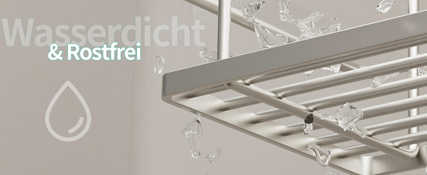 Настінна поличка для душу HapiRm з 4 гачками - регульована, для шампуню та мила, нержавіюча сталь (Sand Nickel)