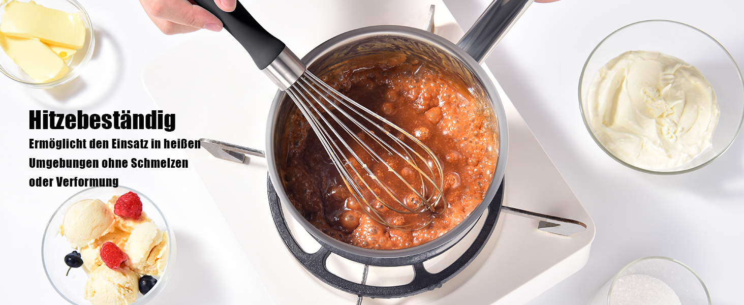 Віскер Доosu 28 см для приготування їжі, кулька з нержавіючої сталі 18/8, міцний ручний віскер для змішування, збивання, збивання (чорний) Чорний M-28cm