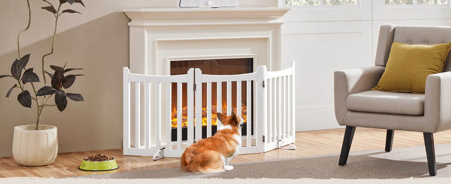 Захисне огорожа для собак Yaheetech, 60,5 x 151,5 см, 3 панелі, біла