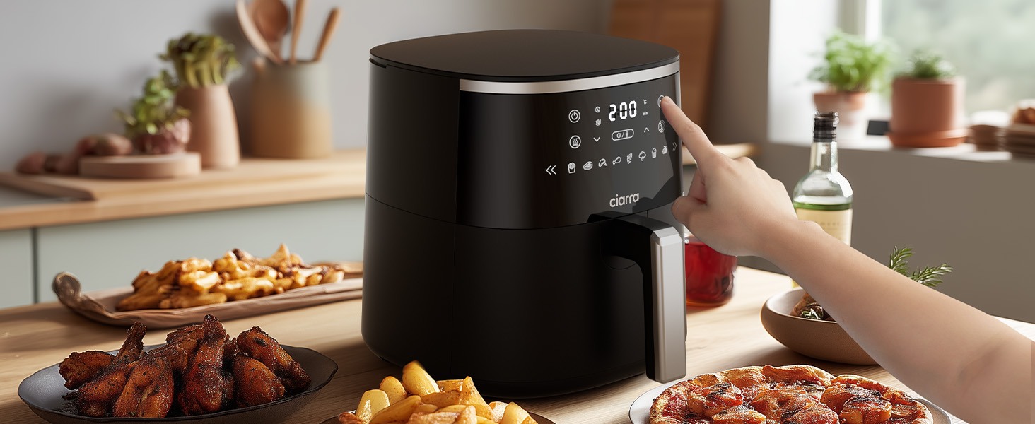 Фритюрниця повітряна CIARRA з цифровим дисплеєм, 5 л, без олії, антипригарне покриття, 8 режимів приготування