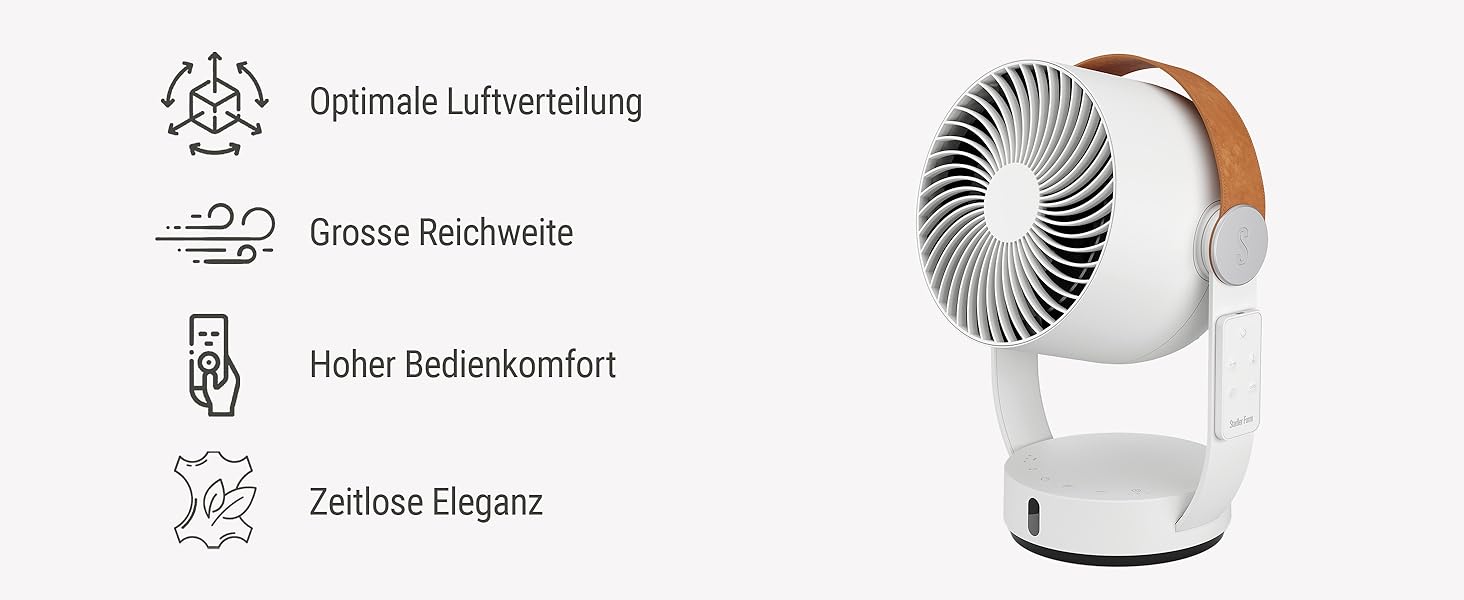 Повітряний циркулятор Stadler Form Leo, білий - вентилятор з поворотом 360°, дистанційне керування, радіус дії 8м