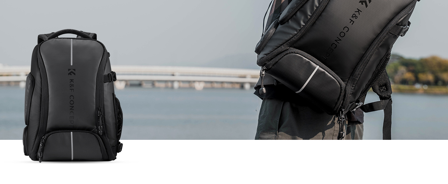 Фоторюкзак K&F Concept 25L: Водонепроникний рюкзак для фототехніки з захистом від дощу, відділенням для ноутбука 16 дюймів (чорний)