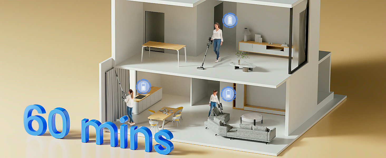 Бездротовий пилосос Proscenic P11 з функцією миття підлоги, 45KPA, 550W, 60хв, сірий