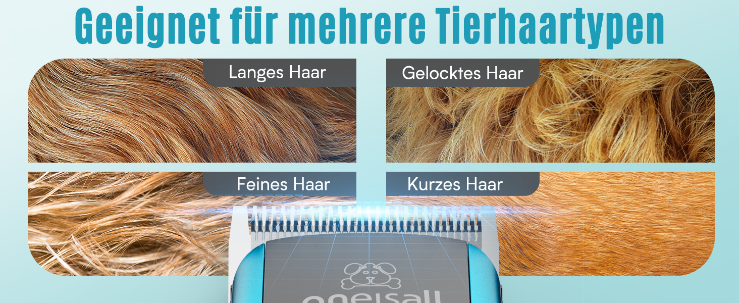 Машинка для стрижки собак та котів Oneisall 2-в-1, професійна, для довгошерстих та сплутаних порід, потужна, блакитна