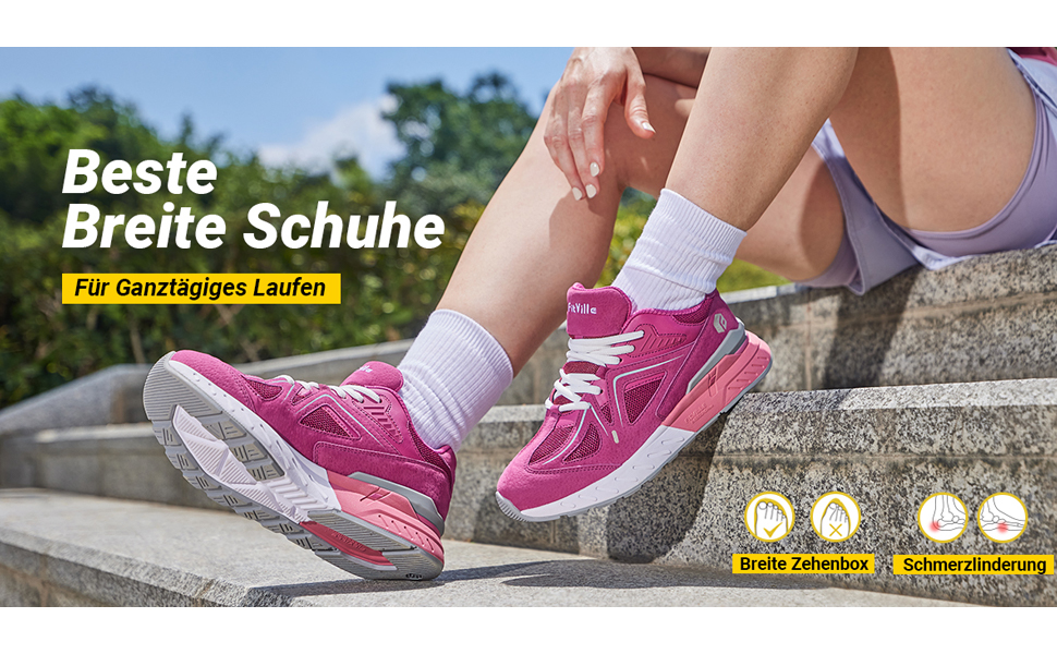 Жіночі кросівки FitVille для бігу та ходьби, широкі, для плоскостопості, 40 EU, рожевий