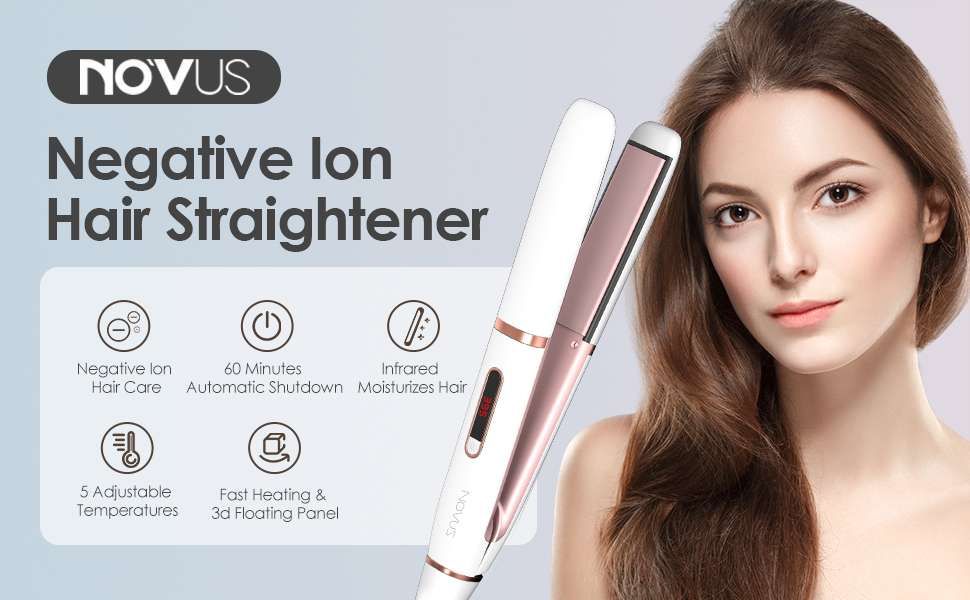 Випрямляч та плойка для волосся NOVUS 2-в-1, 1 дюйм, кераміка, для подорожей, 110-240V, LCD-дисплей, швидкий нагрів, іонізація (білий)