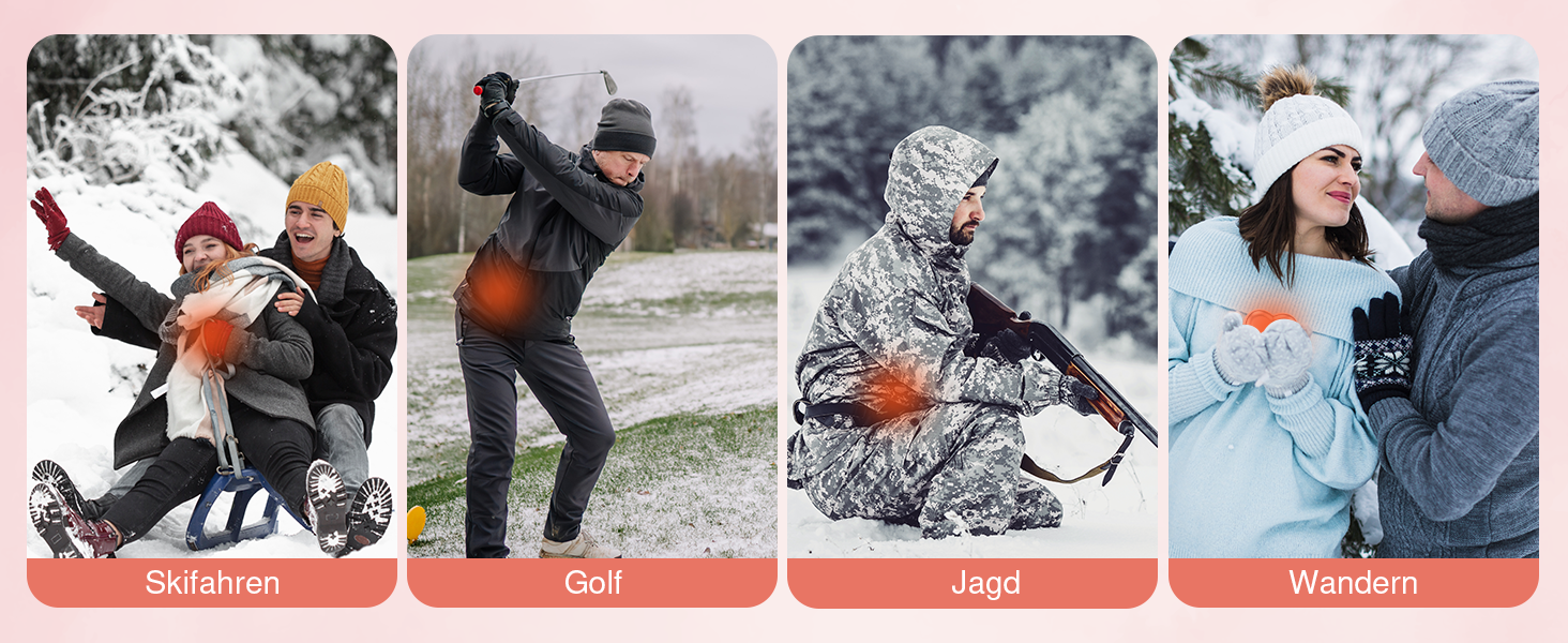 Електричні грілки для рук - 2 шт, серцеподібні, 5200mAh - ідеальні для жінок, подарунок, для активного відпочинку, полювання, кемпінгу