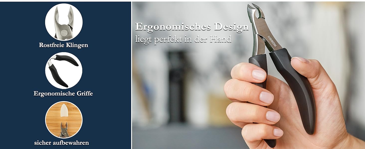 Набір для догляду за нігтями ROBBX® Profi: кусачки для товстих нігтів, зручна ручка, шкіряний етикет, ножиці для нігтів