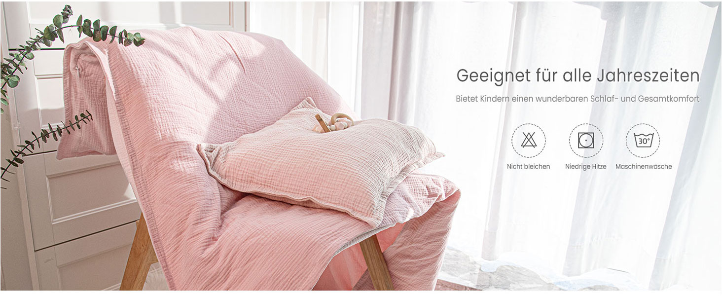 Набір постільної білизни для дитячого ліжечка Lulumoon з мусліну 100x135 см: простирадло 100x135 см + наволочка 40x60 см з бавовни Oeko-TEX Standard – легка та комфортна постільна білизна для малюків. Теплий сірий колір, зірки, 100x135 см + 40x60 см