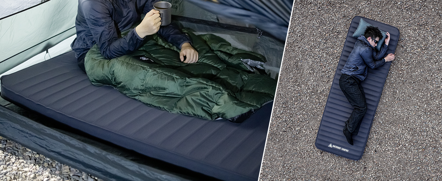 Надувний матрац OneTigris Dreamstar самонадувний (70x198 см) сірий для кемпінгу, подорожей та автомобіля