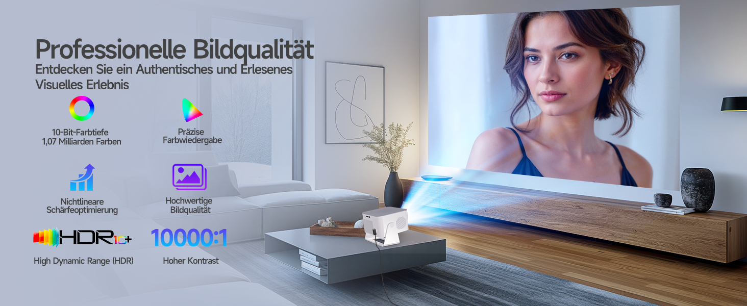 Проектор Alwtniet Mini Beamer 4K 8K з Android 14, WiFi 6, Bluetooth 5.4, Автофокус та Автокорекція, 180° поворот, для домашнього кінотеатру, HY350MAX