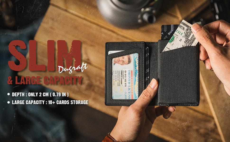 Кластинка для карток DUGRAFT з віконцем для посвідчення, з RFID-блокуванням, мінімалістична, для чоловіків, висувна, обложка для кредитних карток з алюмінію, для понад 10 карток, темно-синя