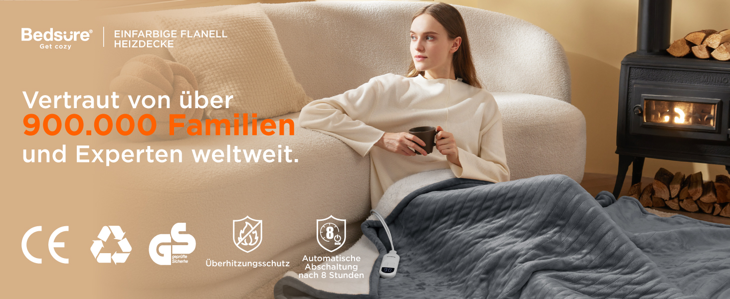 Електрична ковдра BEDSURE з автоматичним вимкненням, 130x180 см, сіра - тепла подарунок для мами на Різдво