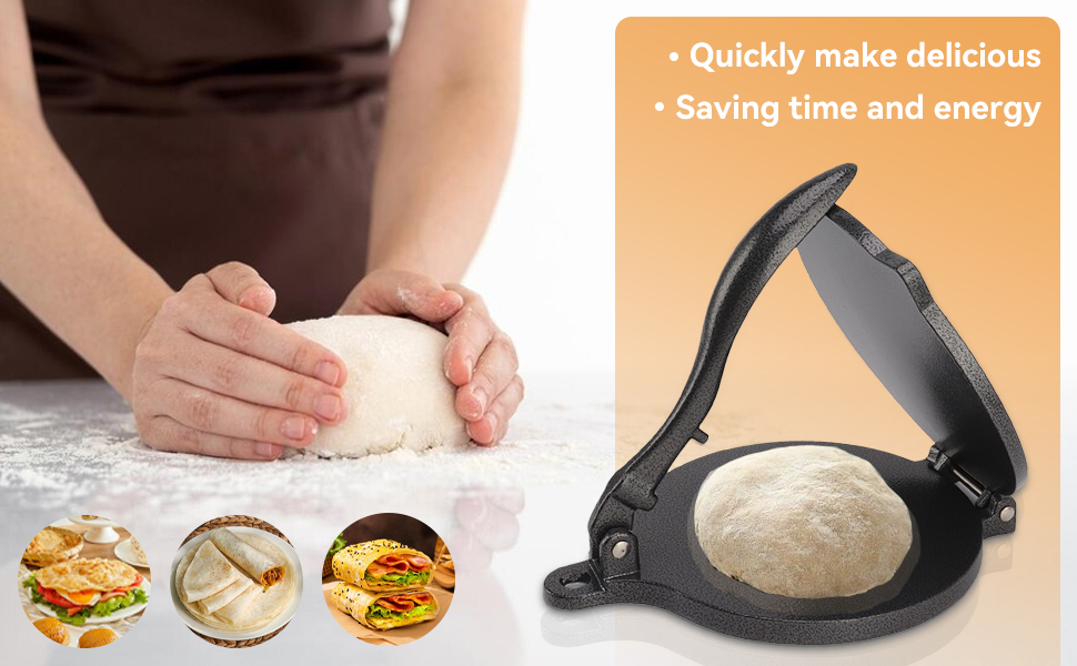 Пресс для тортилій Cyrank, ручний ротатор для роти, прес для тако, ксадила, тортилій, з алюмінієвого сплаву, 16 см, чорний