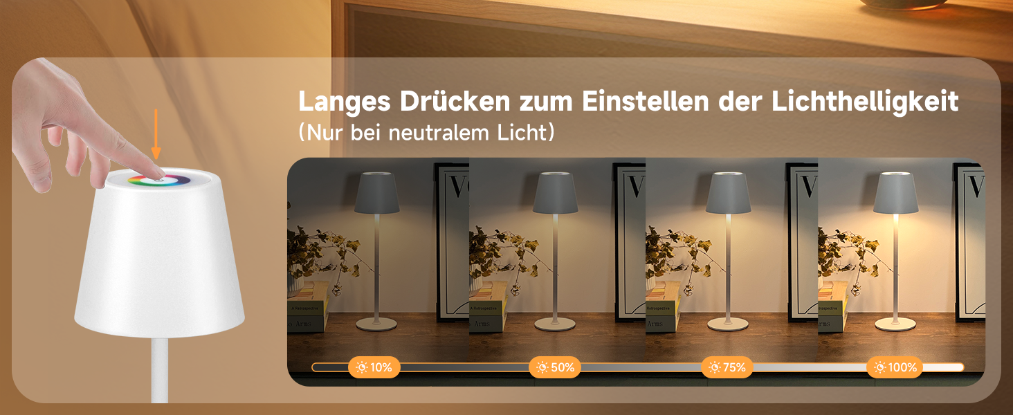 Дві бездротові LED-лампа настільні, перезаряджувані, 3000K, 7 кольорів RGB, USB-C, 5500mAh, вологостійкі, для дому та на вулицю (білі, 2 шт.)