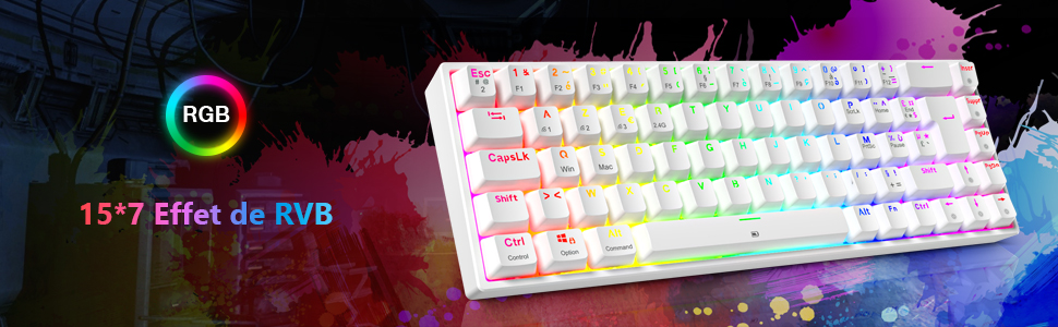 Механічна ігрова клавіатура TECURS бездротова, 80% TKL, підсвічування, Red Switch, QWERTZ, для ПК, ноутбука, Windows, чорно-біла