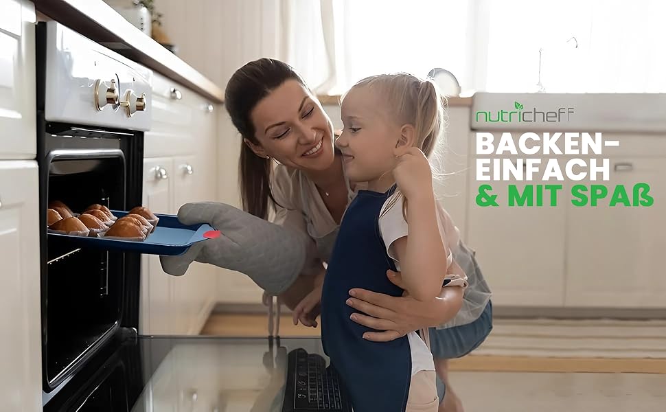 Набір форм для випічки Nutrichef 10 шт. з антипригарним покриттям – для випічки солодкого (печиво) та солоного (піца) – з вуглецевої сталі, без PFOA та PTFE, з силіконовими ручками (круглі/квадратні)