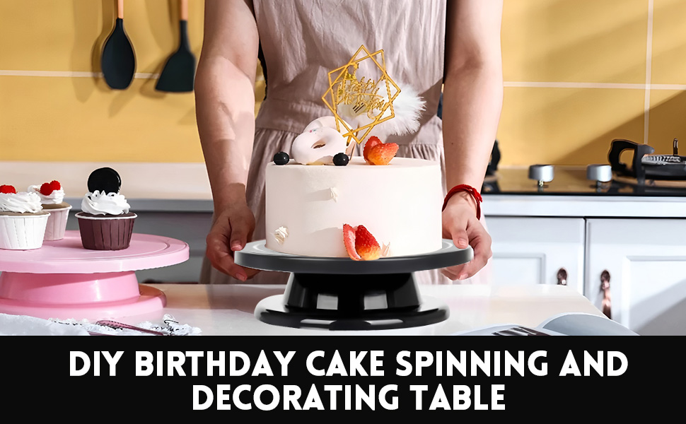 Обертова платформа для тортів Yeemeen 27см, професійний торт-дрот, чорний, антиковзаюча, для випікання тортів, для кухні