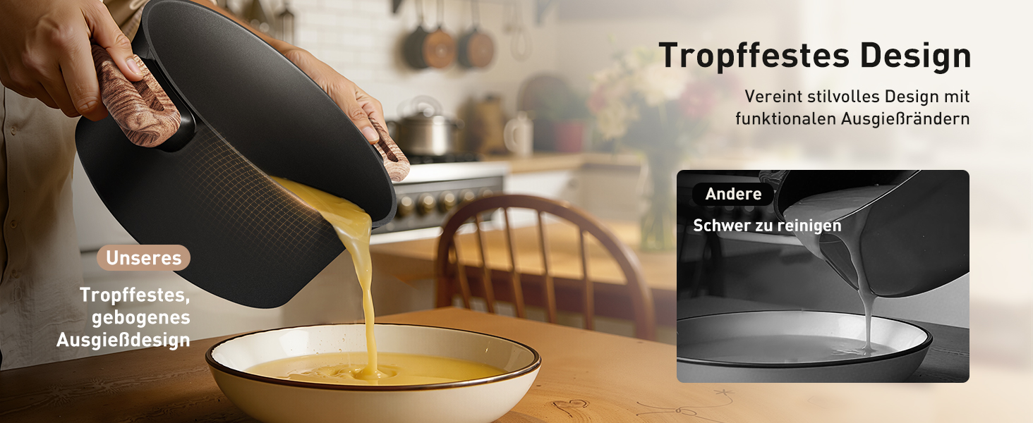 Набір кухонного посуду Kitchen Academy з антипригарним покриттям для індукції, 10 предметів: каструлі та сковороди з керамічним покриттям та скляними кришками