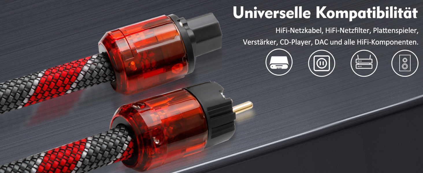 Audiофільний мережевий кабель Monosaudio P046 Hi-End (2м), мідний OFC, EU Schuko — IEC C15 для підсилювача, сабвуфера та DVD