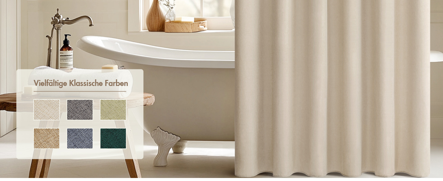 Шторка для душу MIULEE з льону, 120x200 см, світло-бежева, важка, поліестер, водонепроникна, з антигрибковим покриттям, для ванної кімнати, з 8 кільцями