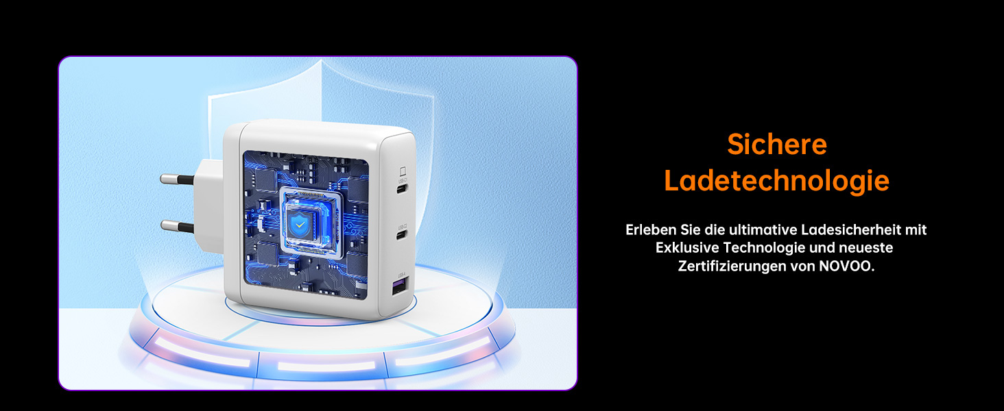 Зарядний пристрій USB-C 120W NOVOO GaN III 3-порти, кабель USB-C PD 100W для MacBook Pro 14