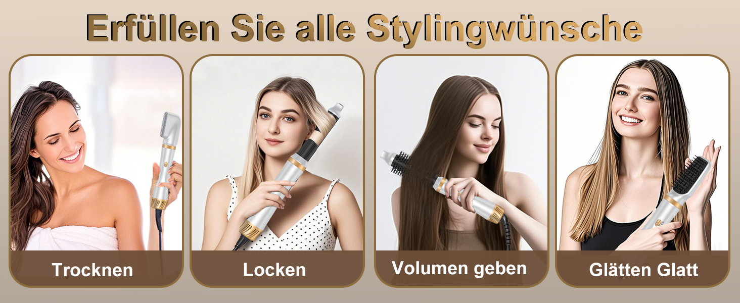 Фен-щітка 5 в 1 для волосся: стайлер, плойка, об'єм, локони